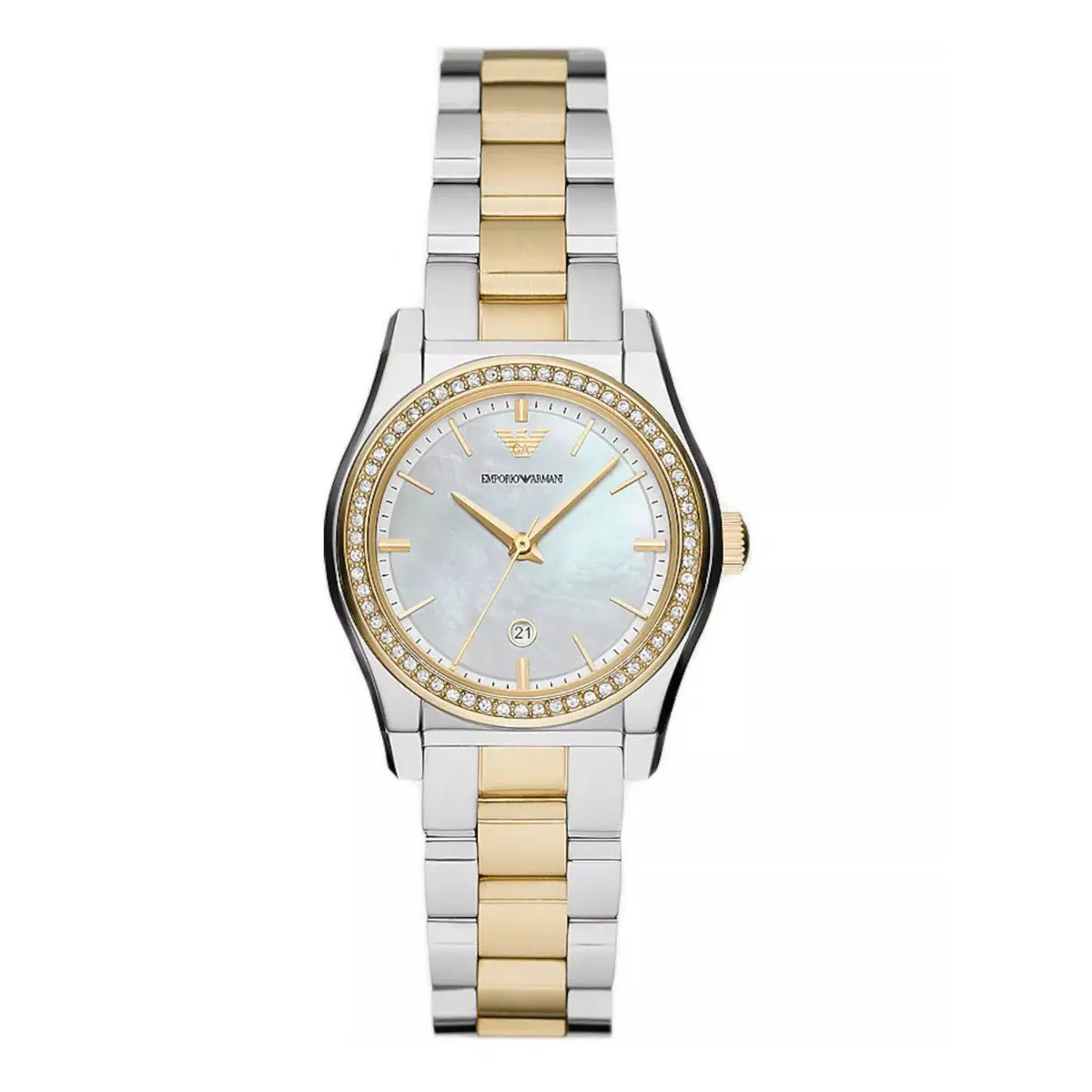 Emporio Armani Ladies Gold Silver Watch