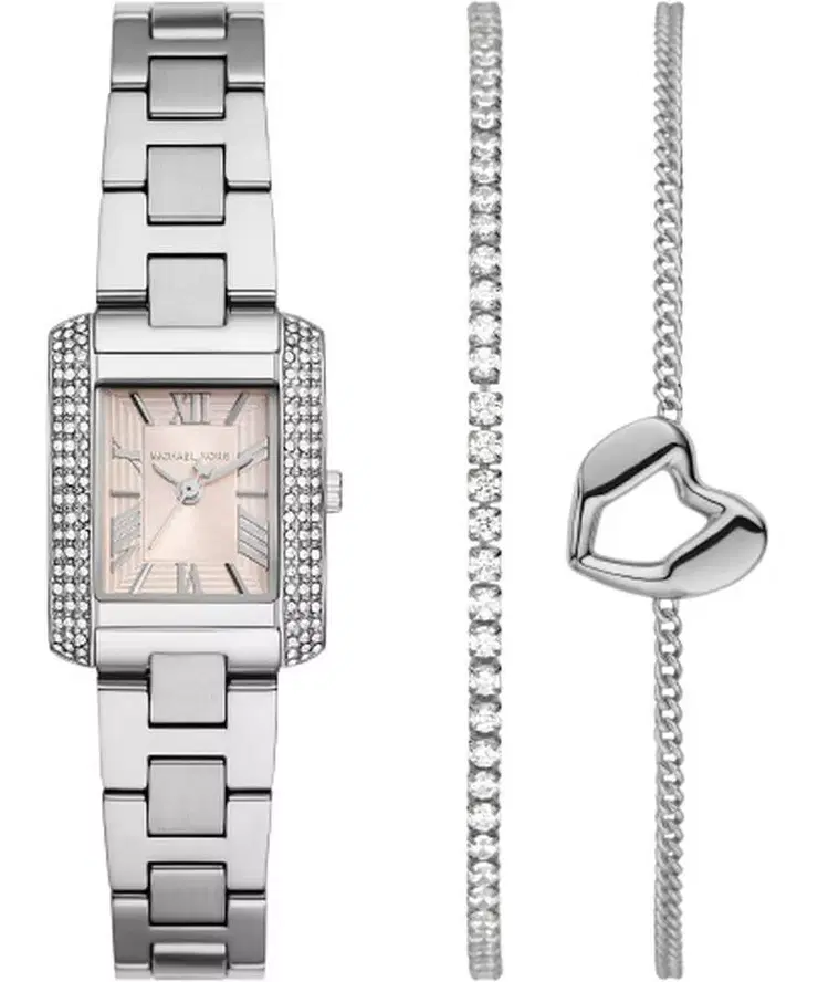 Michael Kors Emery Ladies Silver Tone Watch & Bracelet Set 