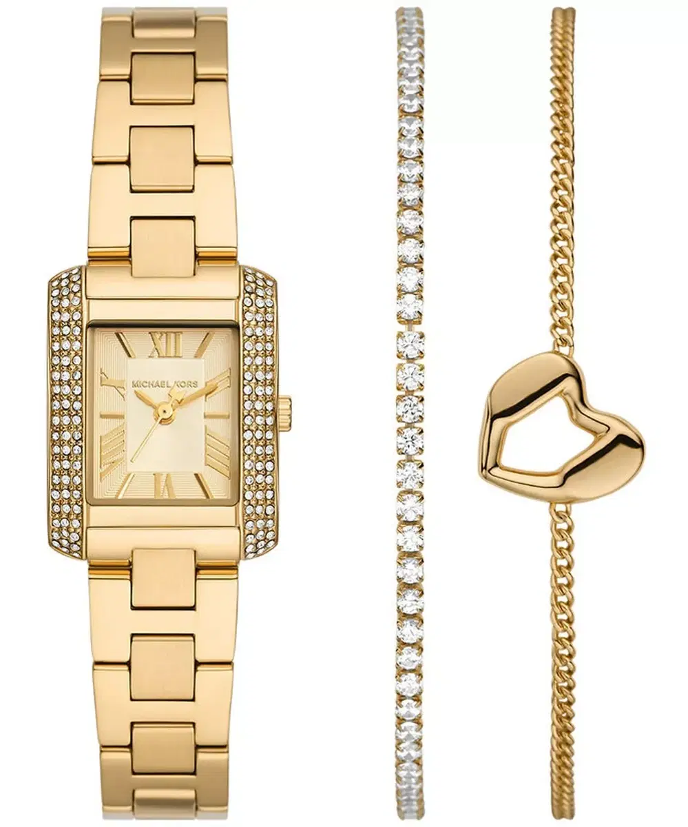Michael Kors Emery Ladies Gold Tone Watch & Bracelet Set 