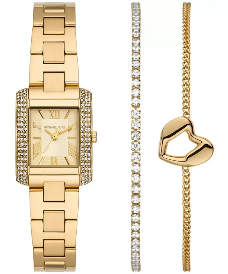 Michael Kors Emery Ladies Gold Tone Watch & Bracelet Set 