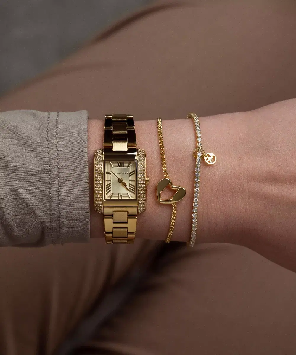 Michael Kors Emery Ladies Gold Tone Watch & Bracelet Set 