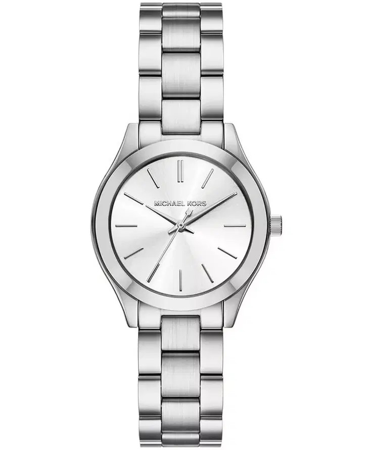 Michael Kors Slim Runway Ladies Silver Watch and Jewelry Set
