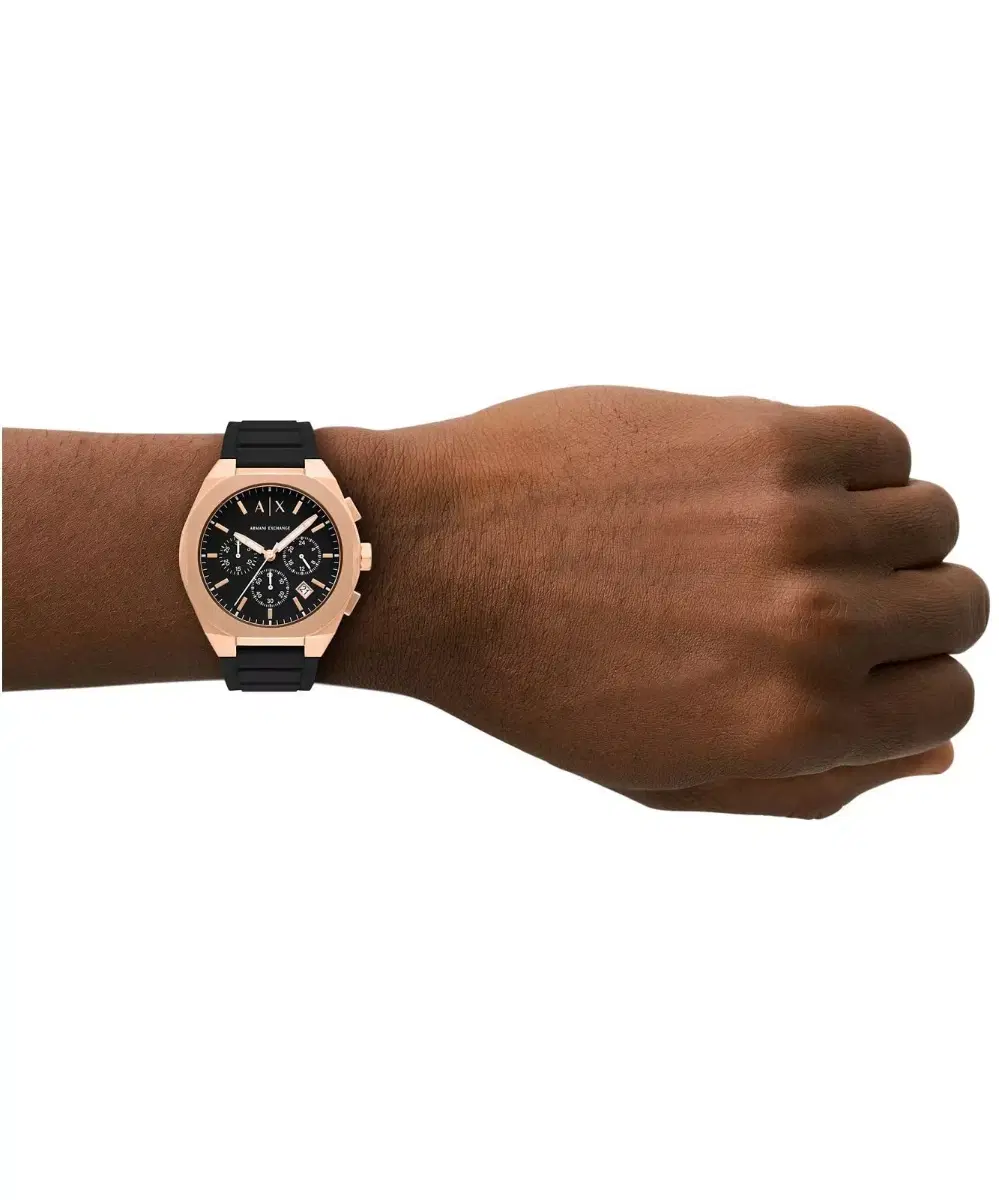 Armani Exchange Sync Chronograph Rose Gold Black Watch