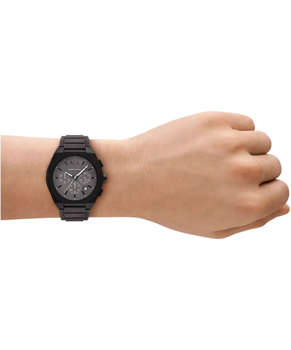 Armani Exchange Sync Chronograph Black Silicone Watch