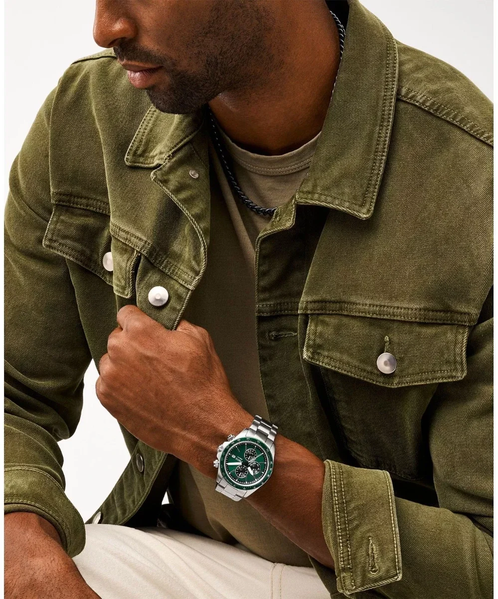Fossil Autocross Men Steel Watch with Green Dial