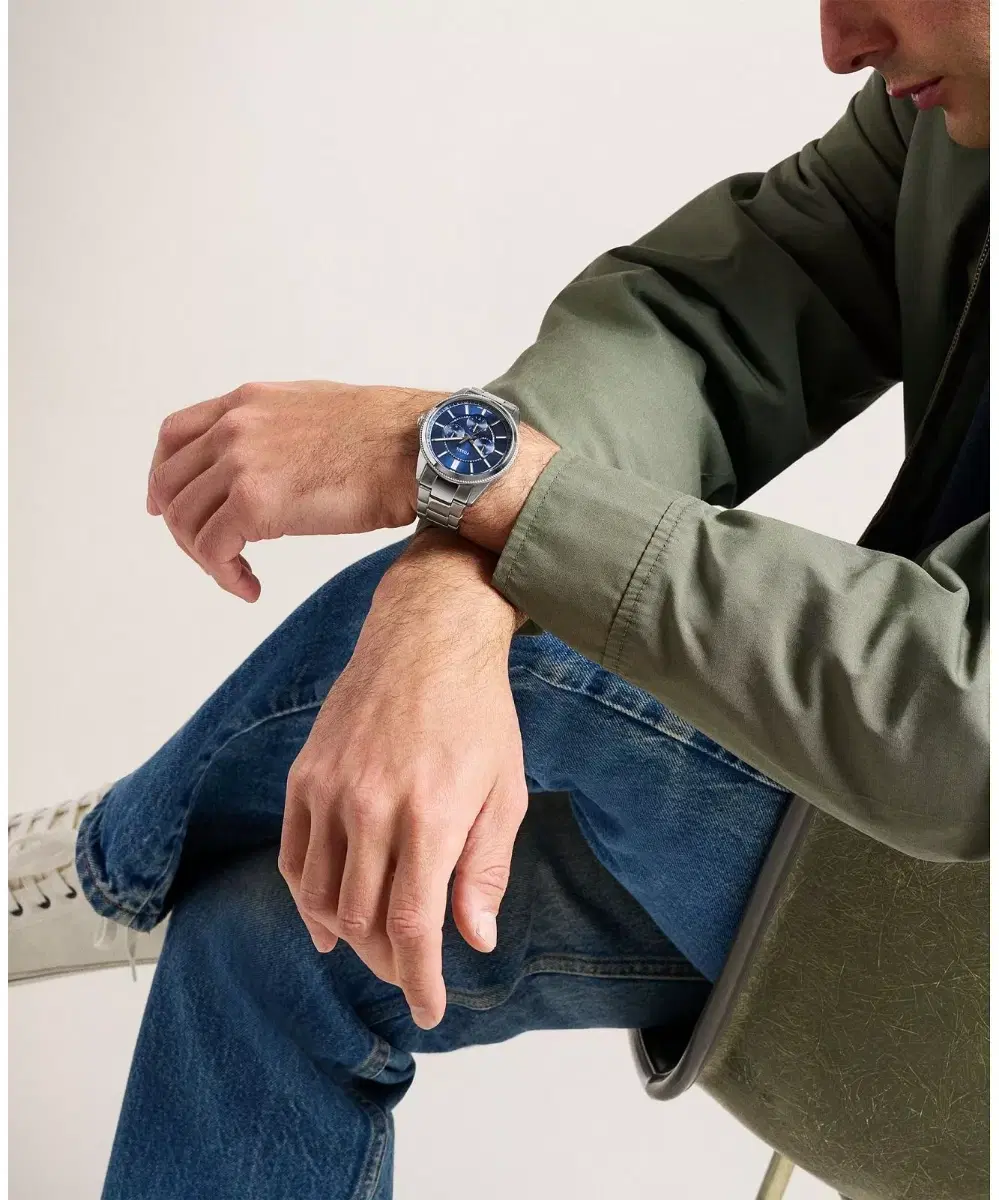 Fossil Pearson Men Stainless Steel Watch Blue Dial